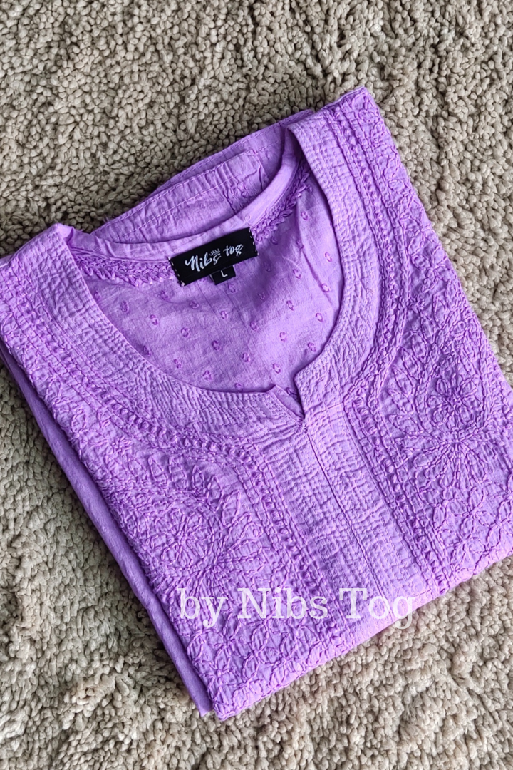 Mystique Mauve Rozana Chikankari kurta Dobby Cotton