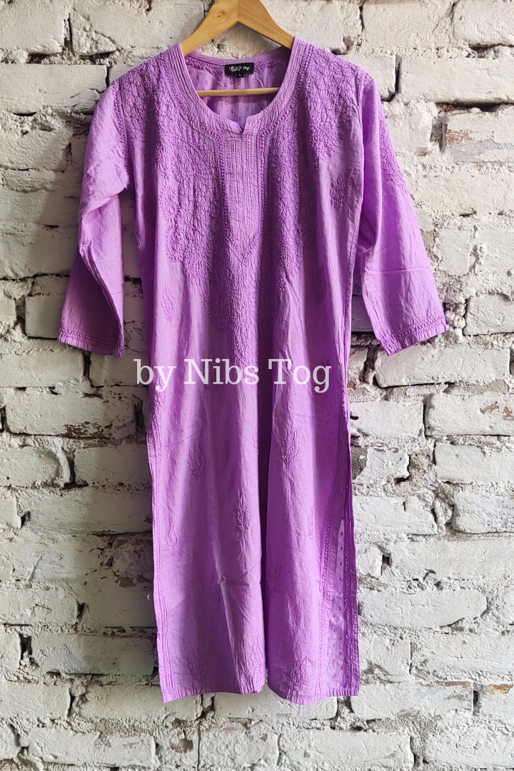 Mystique Mauve Rozana Chikankari kurta Dobby Cotton