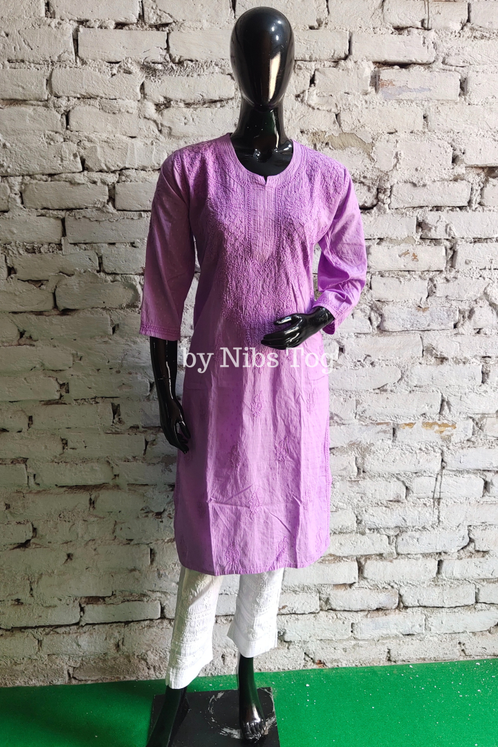Mystique Mauve Rozana Chikankari kurta Dobby Cotton