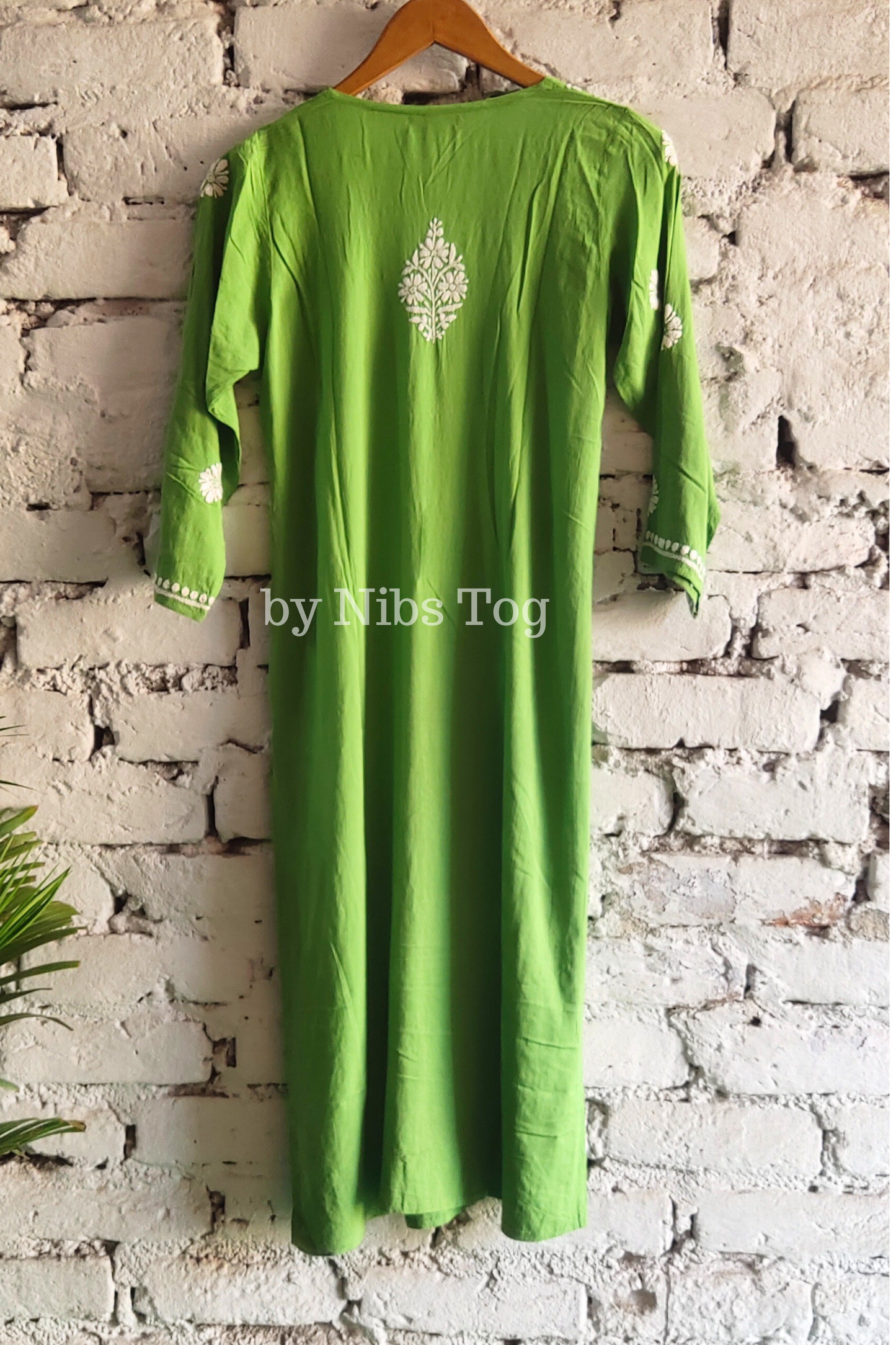 Green Modal Cotton Chikankari Kurta