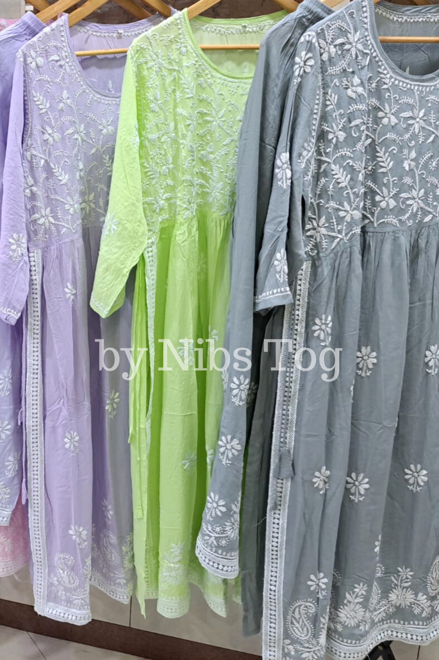 Naira Cut Chikankari Embroidered Kurta Pant Set