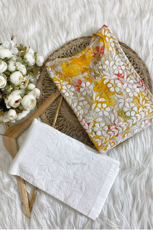 Anisa Mulmul Cotton Chikankari Kurta Pant Set