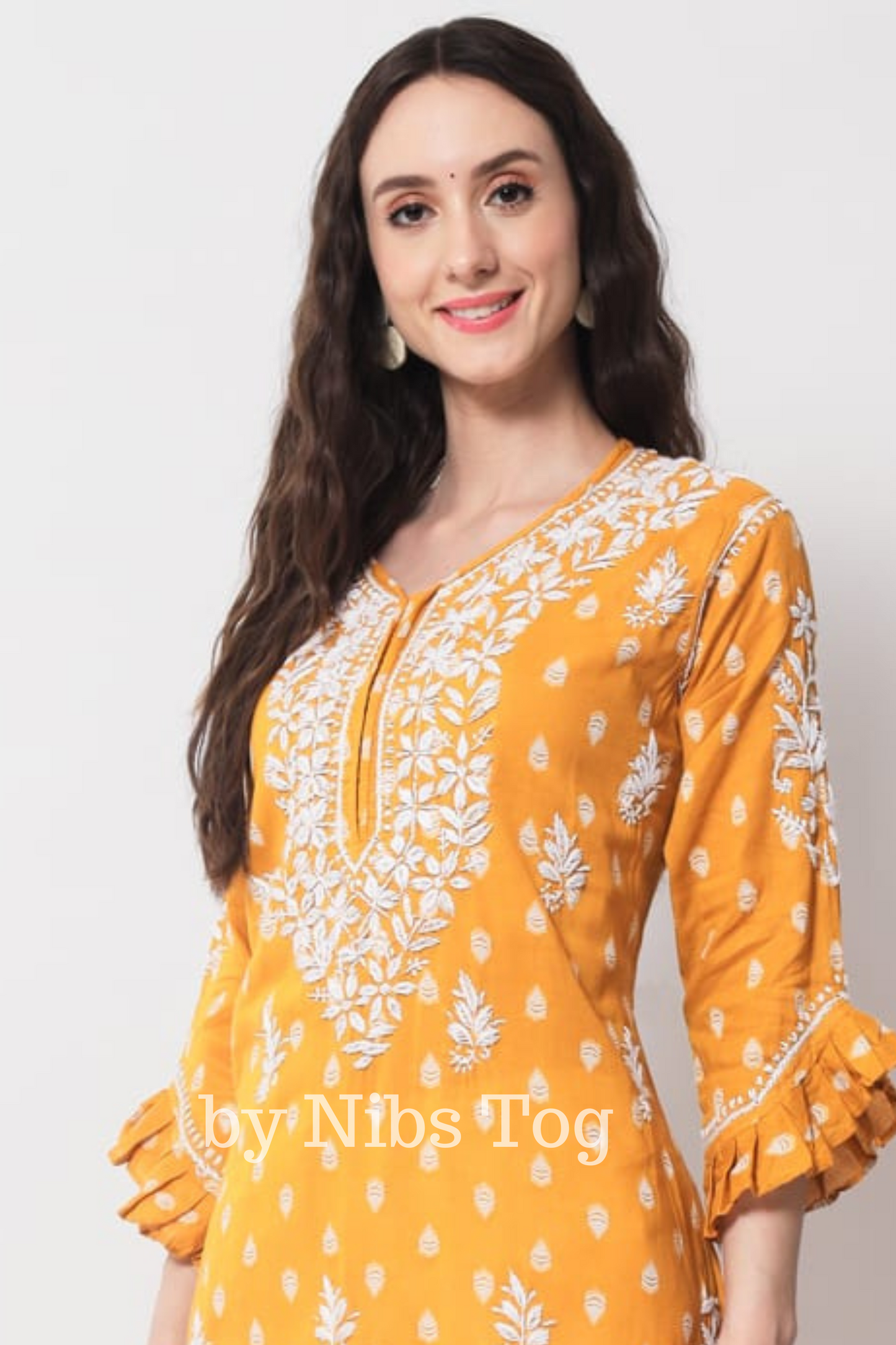 Cotton Chikankari Kurta with Designer Sleeves