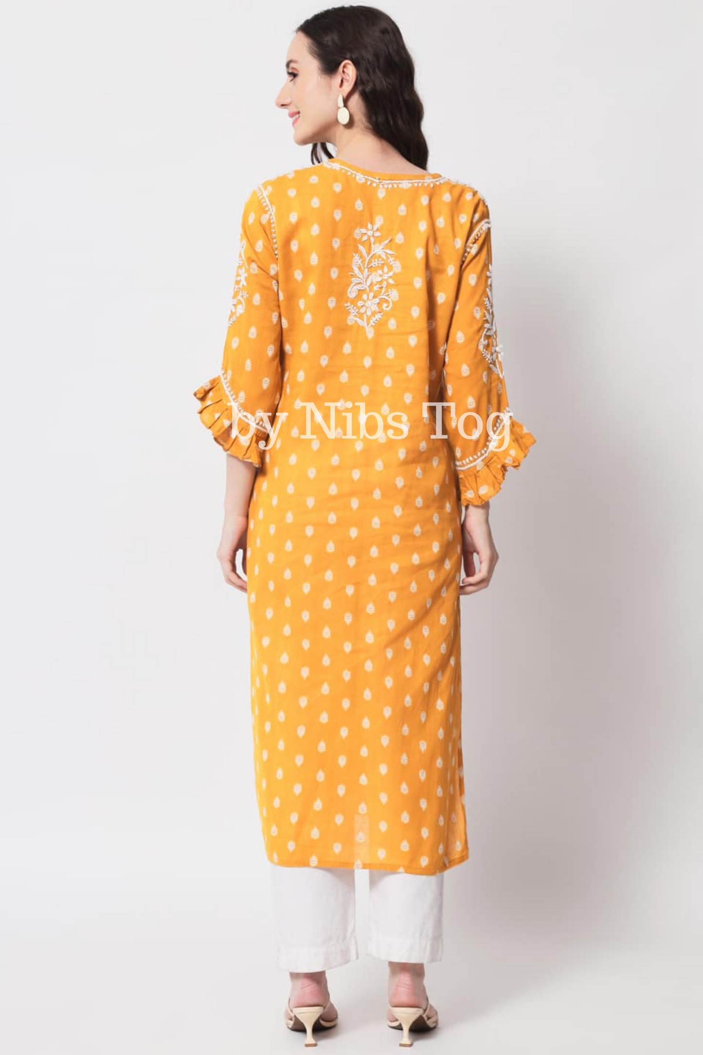 Cotton Chikankari Kurta with Designer Sleeves