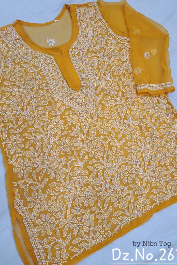 Fiza Georgette Chikankari Short Kurta