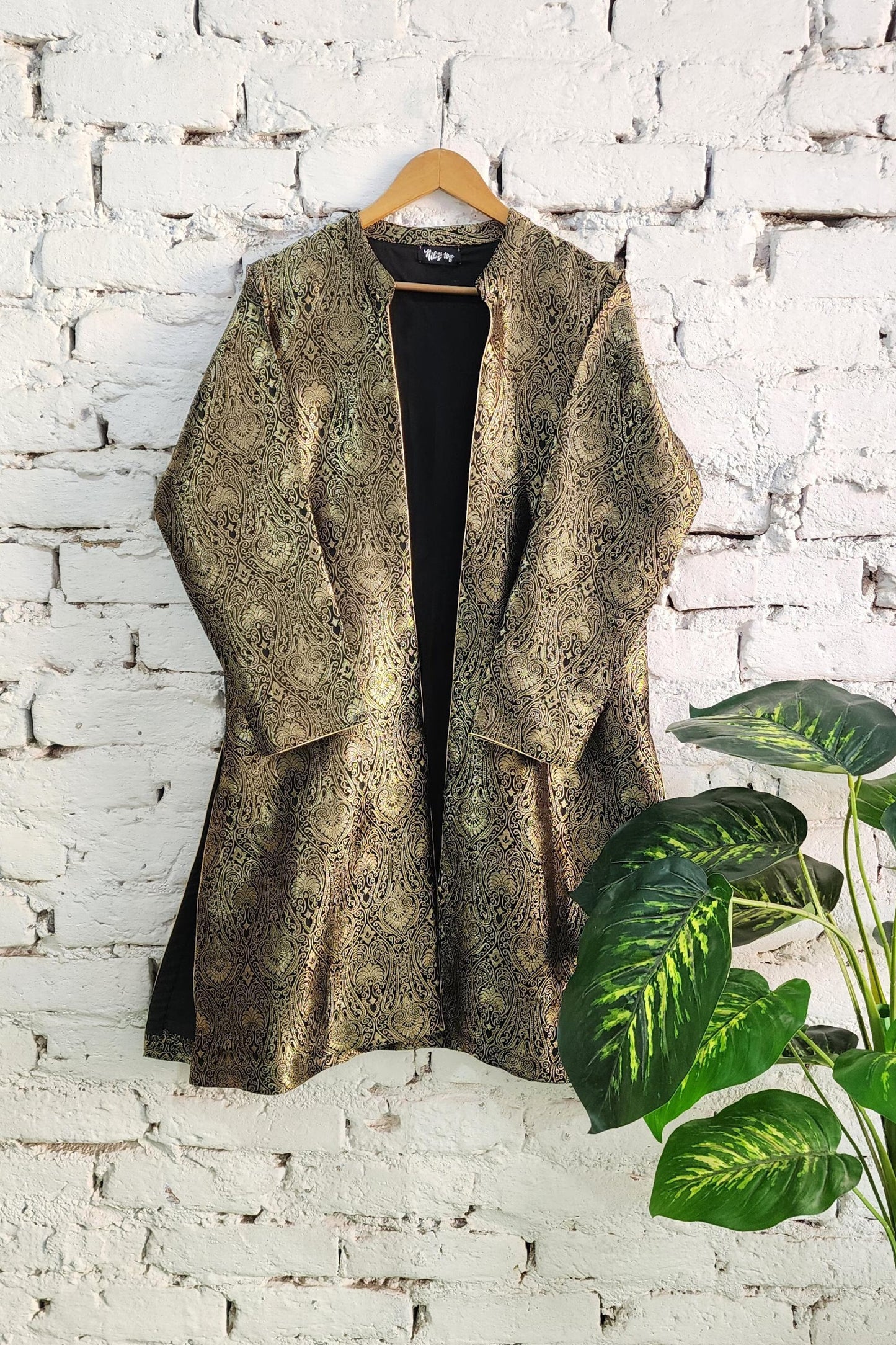 Black n Gold Banarasi Long Jacket