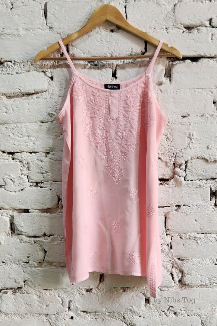 Nayaab Strappy Chikankari Short Kurta Cotton