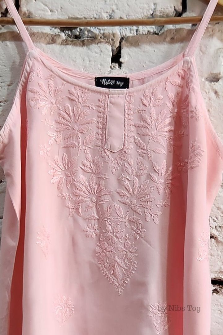 Nayaab Strappy Chikankari Short Kurta Cotton