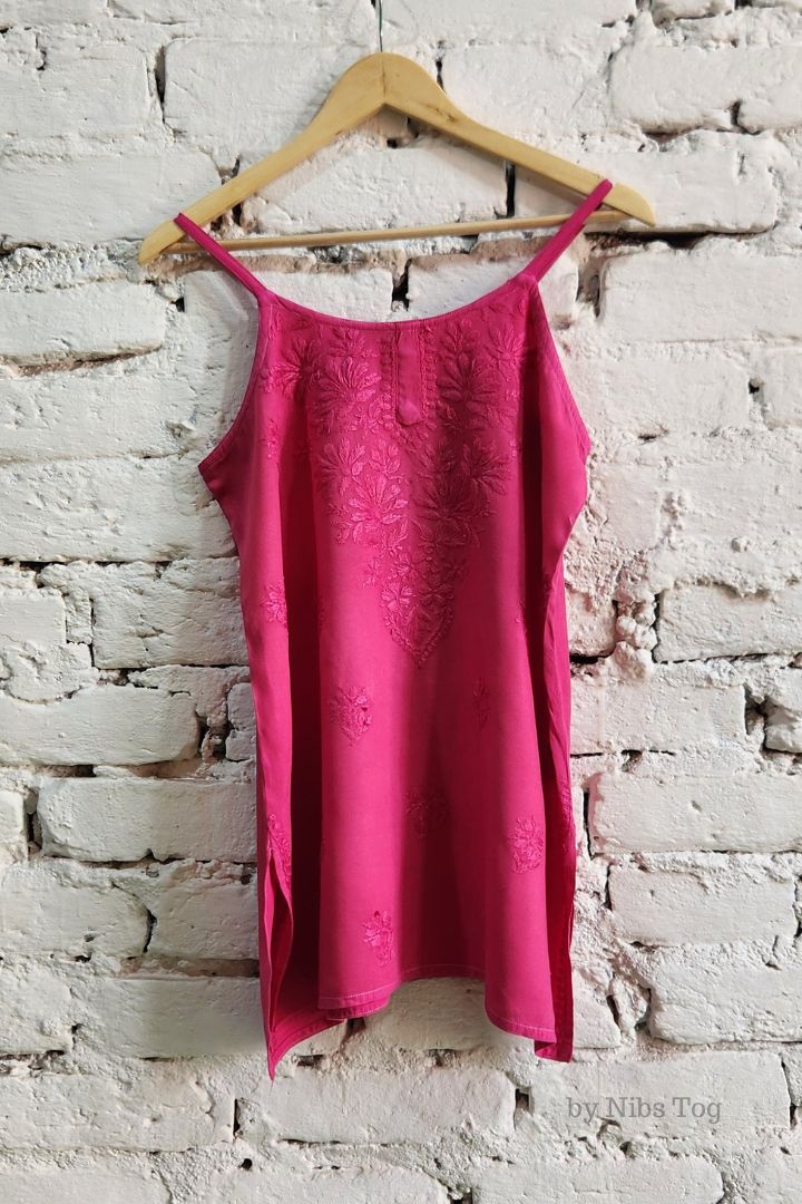 Nayaab Strappy Chikankari Short Kurta Cotton