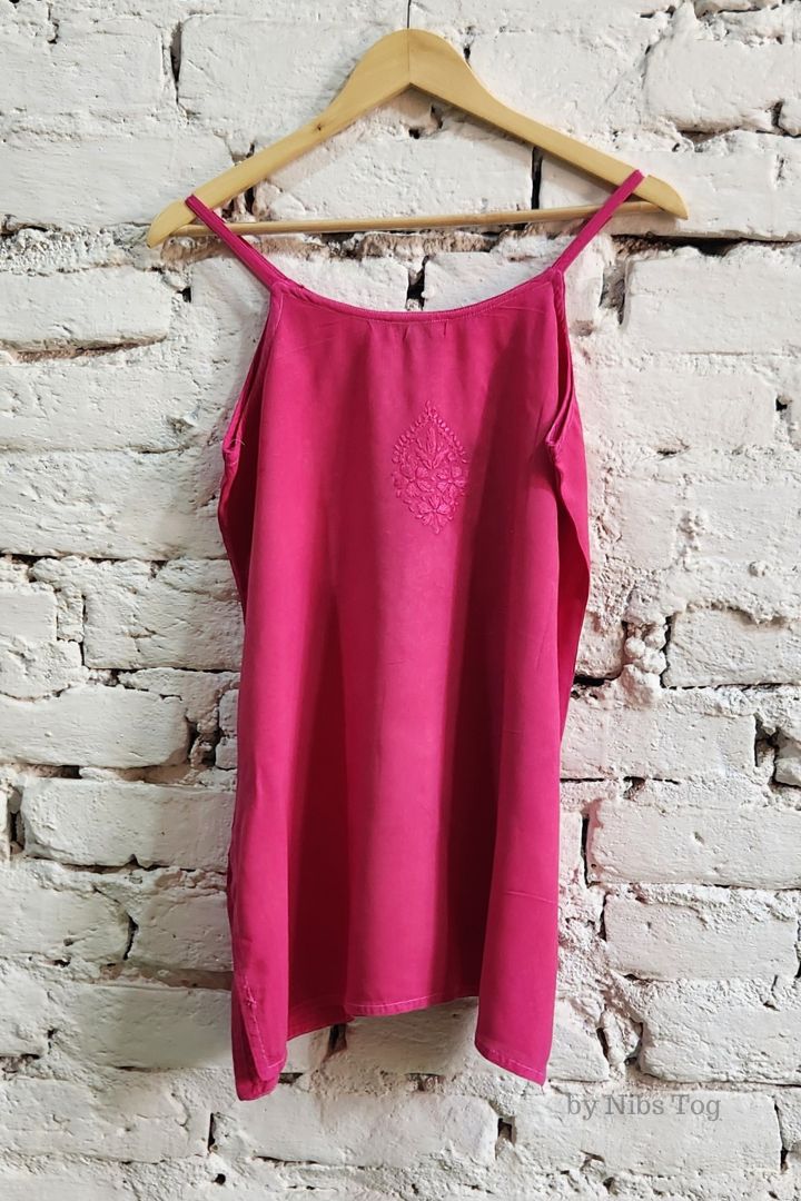 Nayaab Strappy Chikankari Short Kurta Cotton