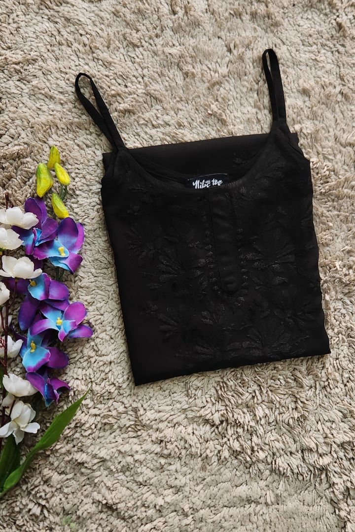 Nayaab Strappy Chikankari Short Kurta Cotton