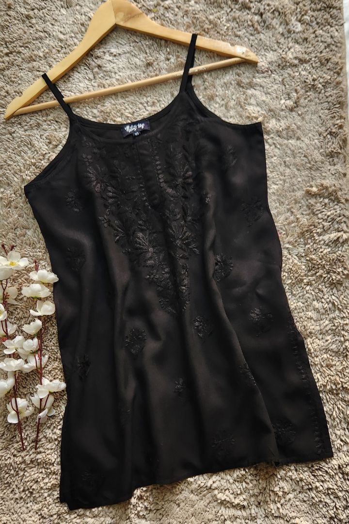 Nayaab Strappy Chikankari Short Kurta Cotton