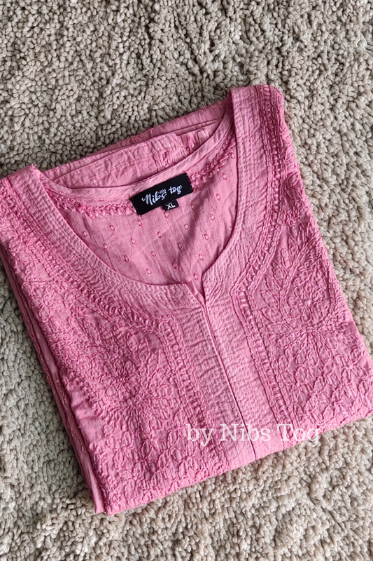 Rusty Nude Rozana Chikankari kurta Dobby Cotton