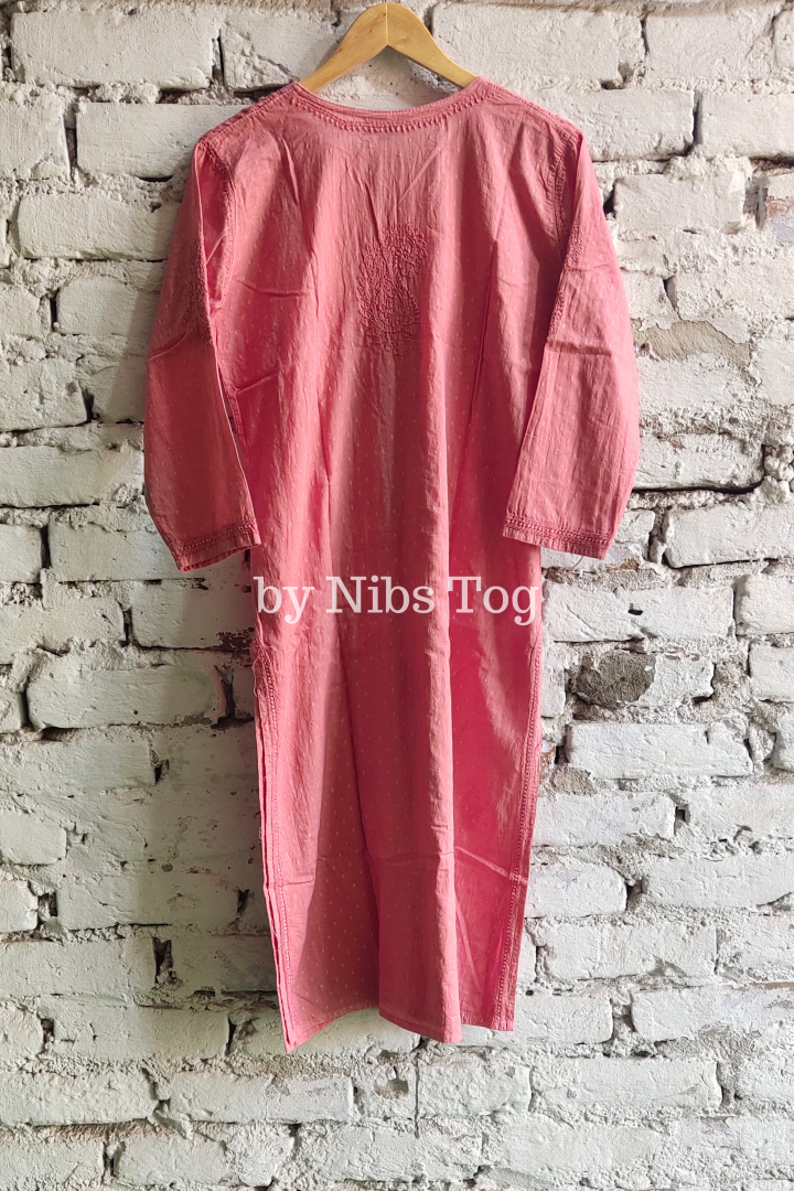 Rusty Nude Rozana Chikankari kurta Dobby Cotton
