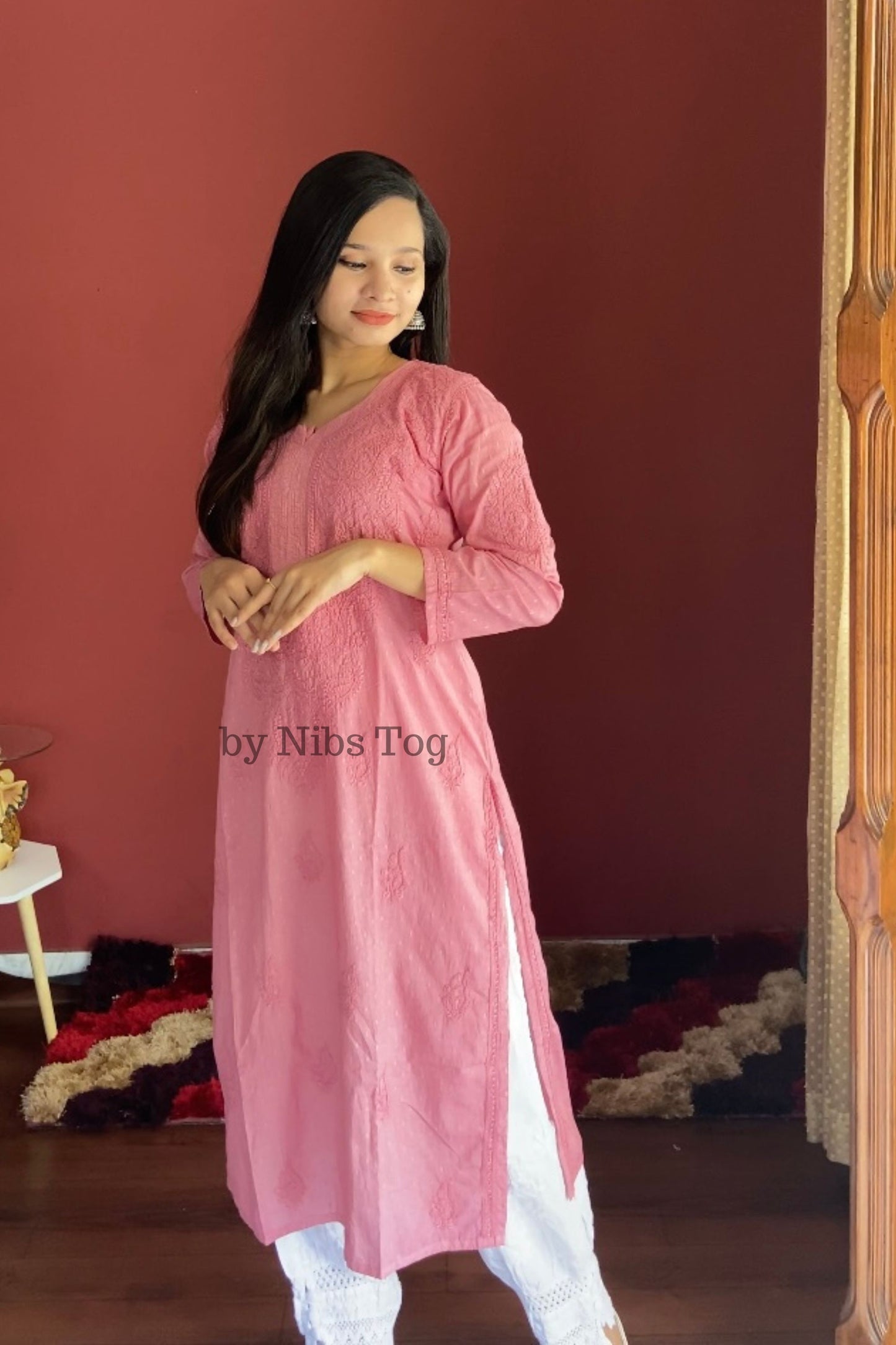 Kashmeera Mulmul Chikankari Kurta with Tulip Pant