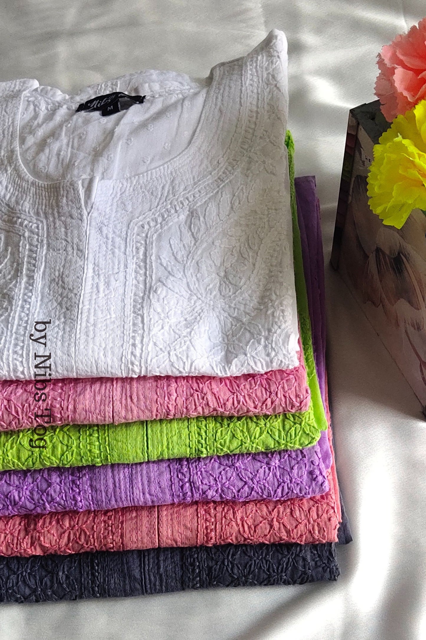 Kashmeera Mulmul Chikankari Kurta with Tulip Pant