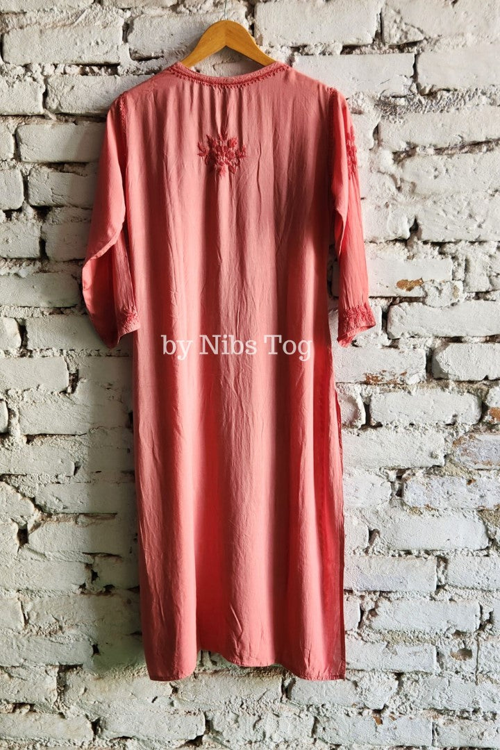 Nude Modal Cotton Chikankari Kurta Palazzo Set