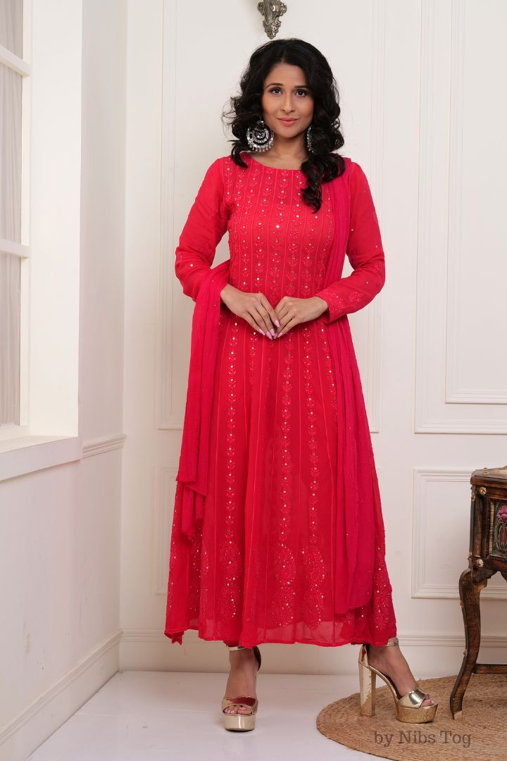 Gulzaar Chikankari Anarkali Kurta Set with Dupatta