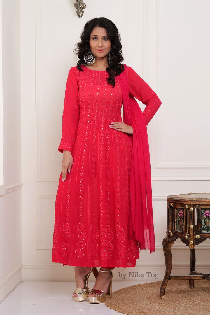 Gulzaar Chikankari Anarkali Kurta Set with Dupatta