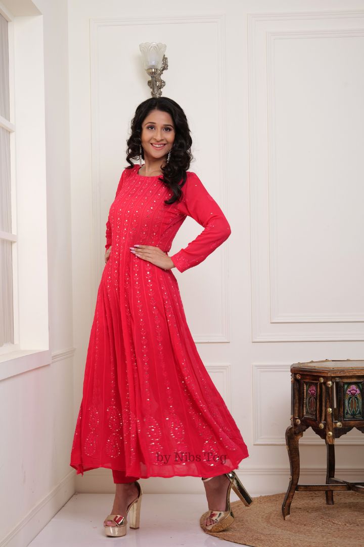 Gulzaar Chikankari Anarkali Kurta Set with Dupatta
