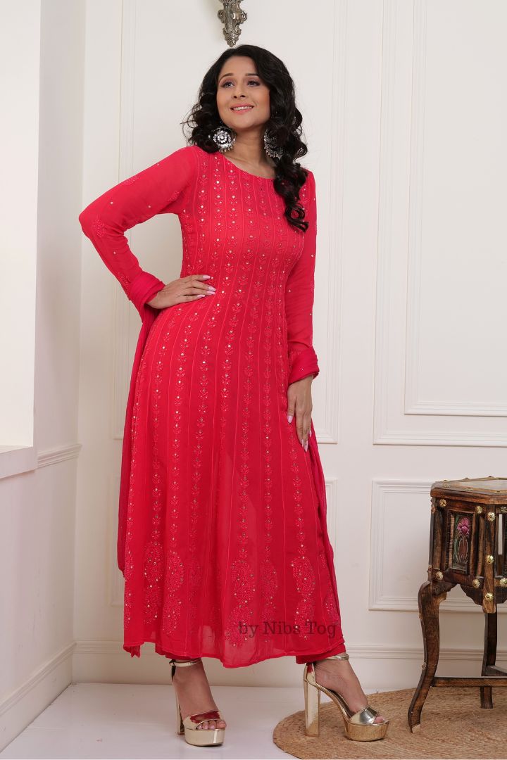 Gulzaar Chikankari Anarkali Kurta Set with Dupatta