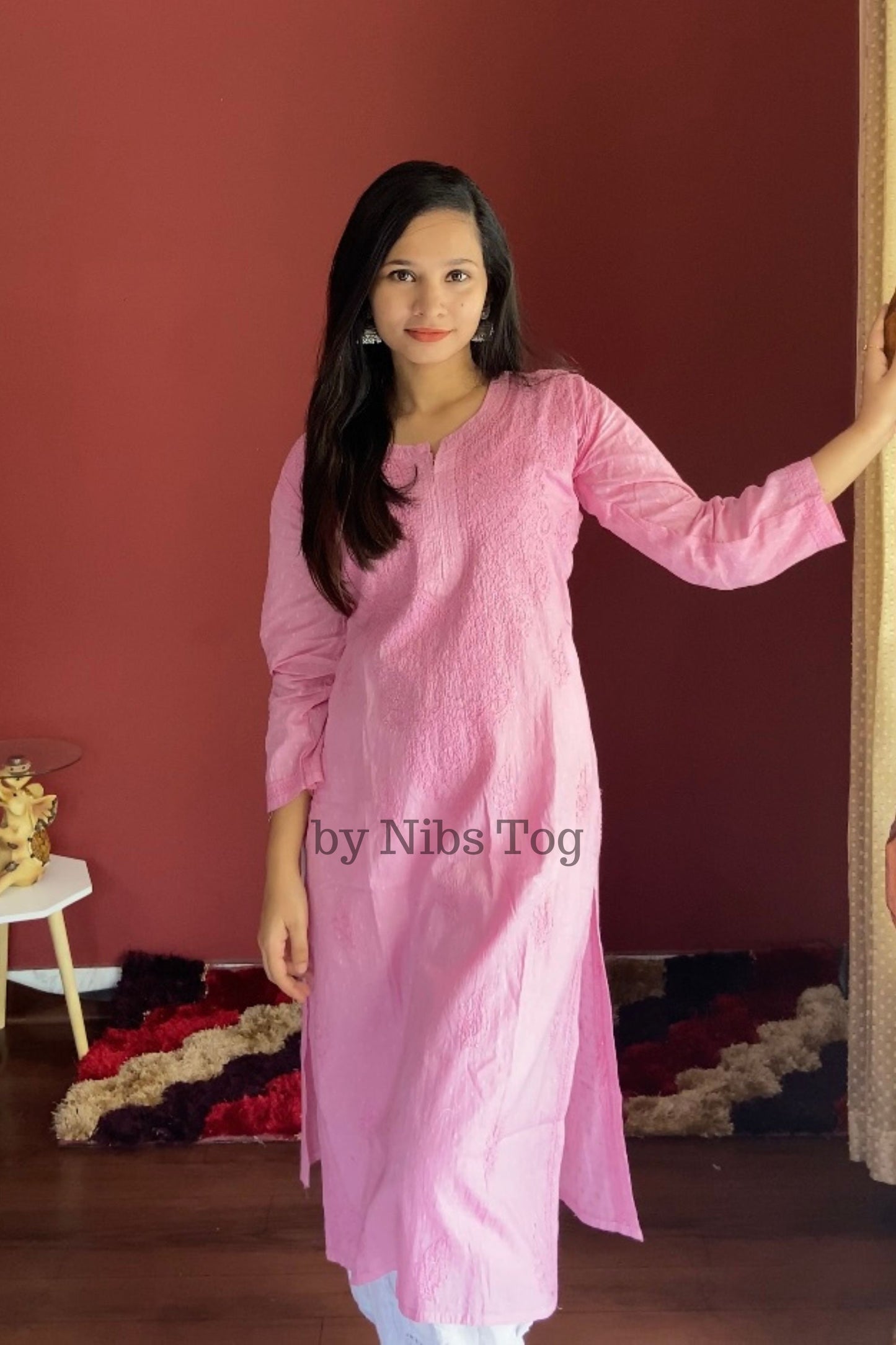Kashmeera Mulmul Chikankari Kurta with Tulip Pant