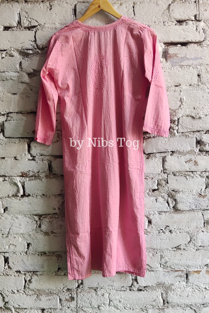 Pretty Pink Rozana Chikankari kurta Dobby Cotton
