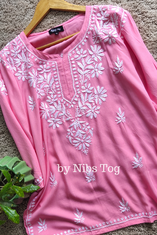 Rozana Cotton Chikankari Short Kurta
