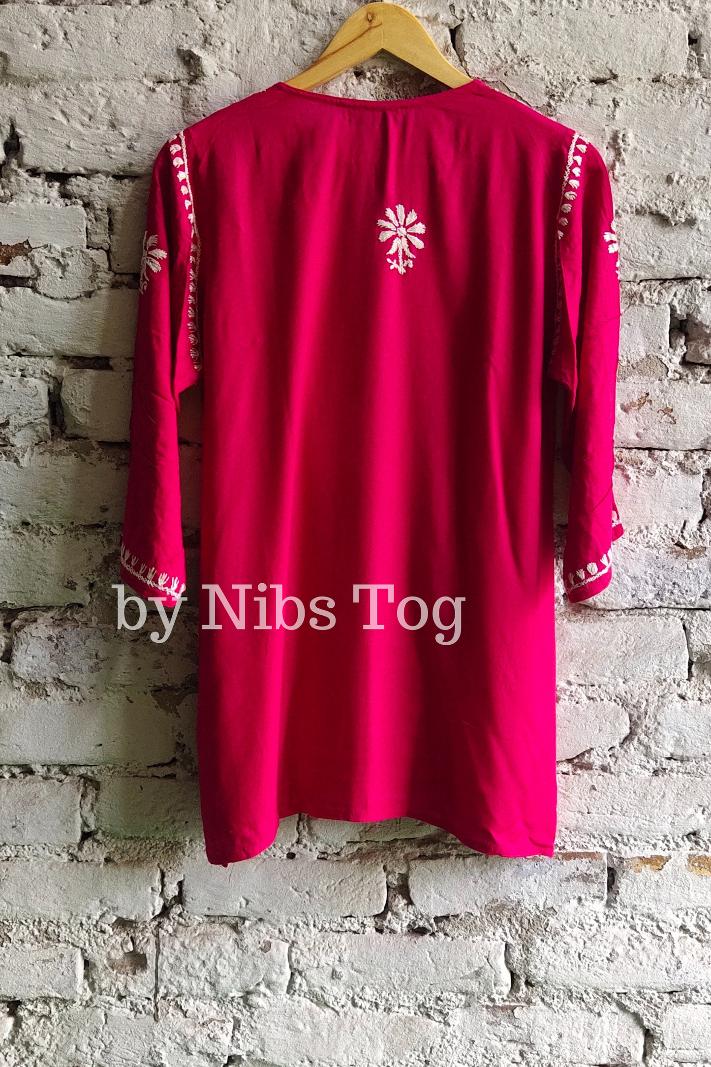 Rozana Chikankari Short Kurta Fuchsia Pink