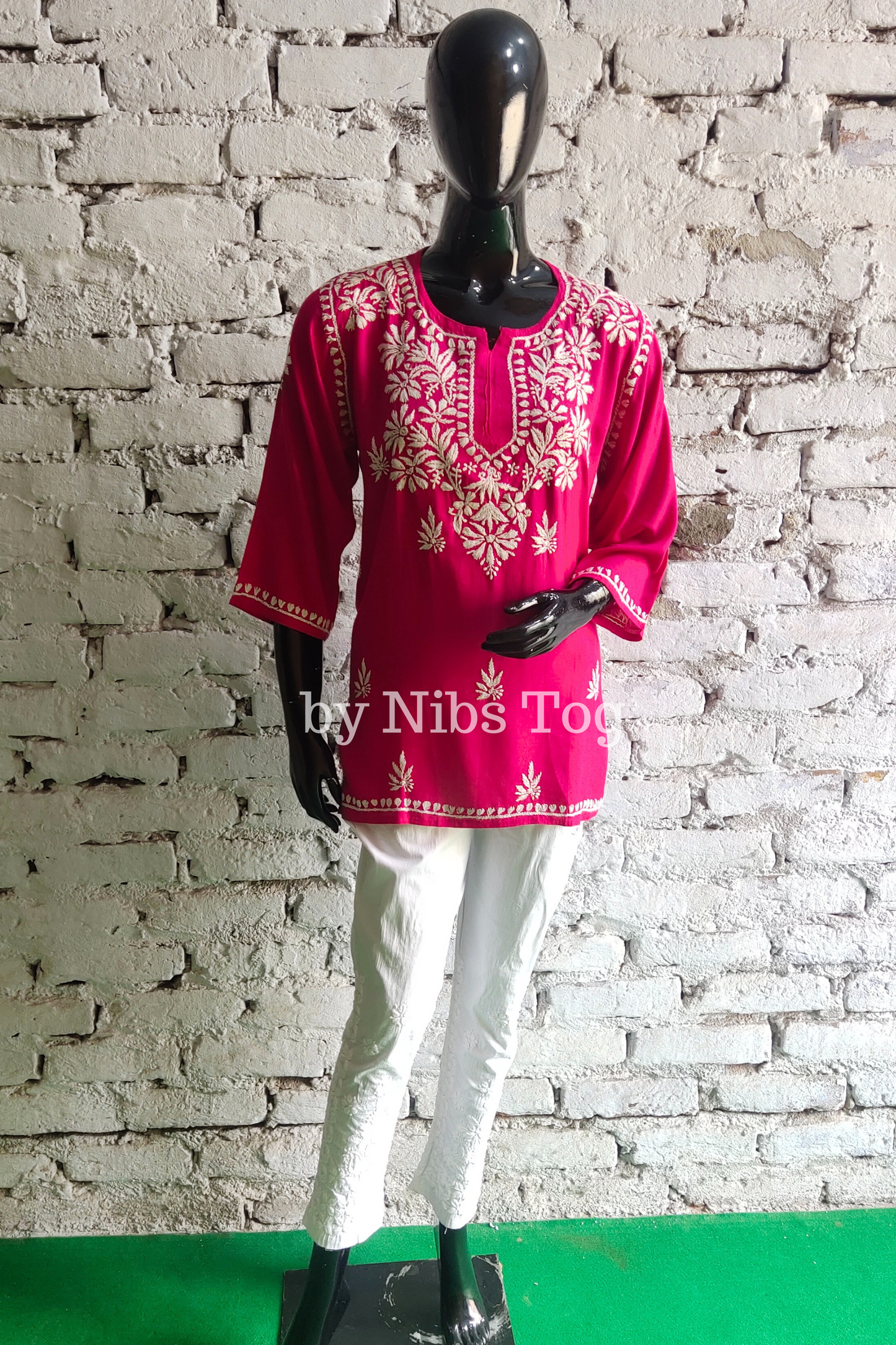 Rozana Chikankari Short Kurta Fuchsia Pink
