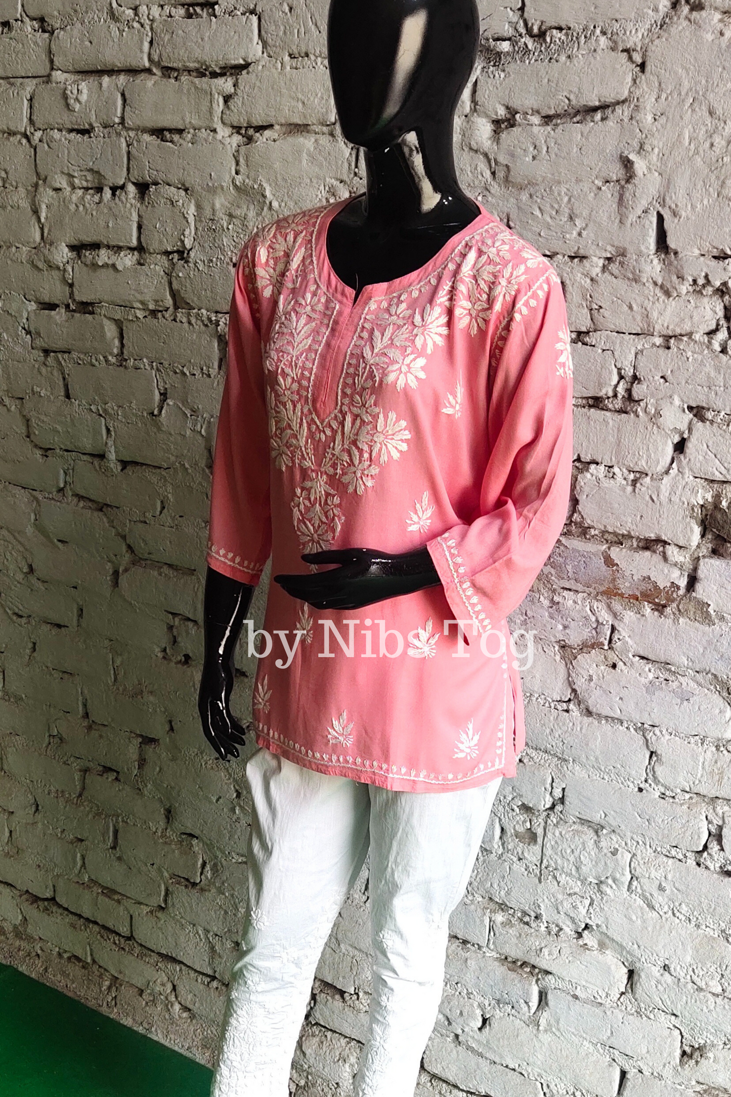 Rozana Chikankari Short Kurta Pink