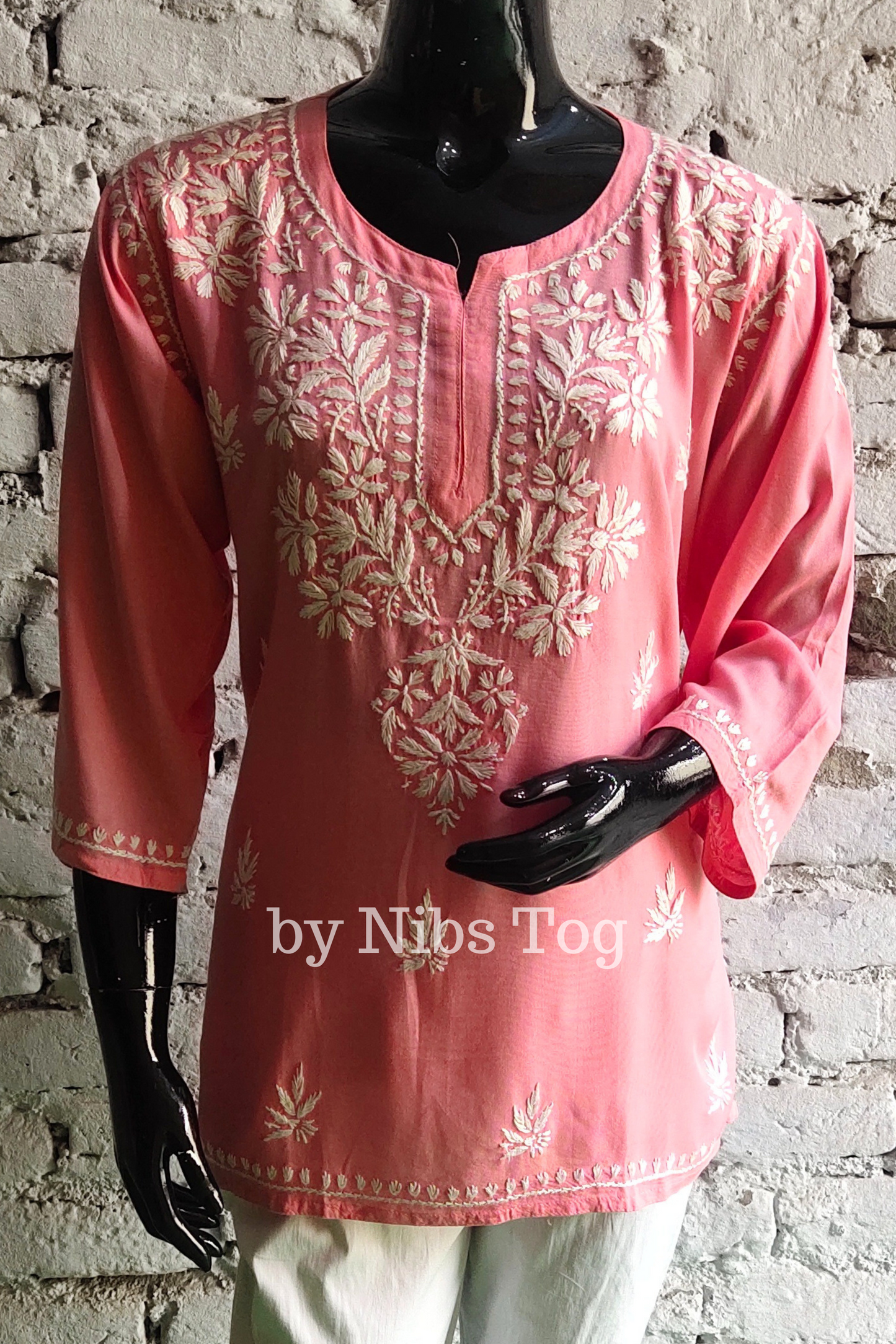 Rozana Chikankari Short Kurta Pink