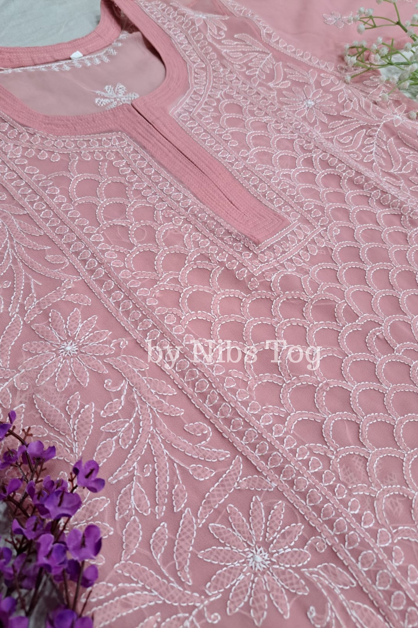 Georgette Heavy Work Straight Chikankari Kurta