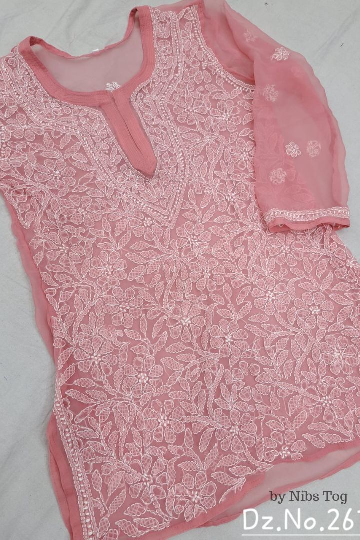 Fiza Georgette Chikankari Short Kurta
