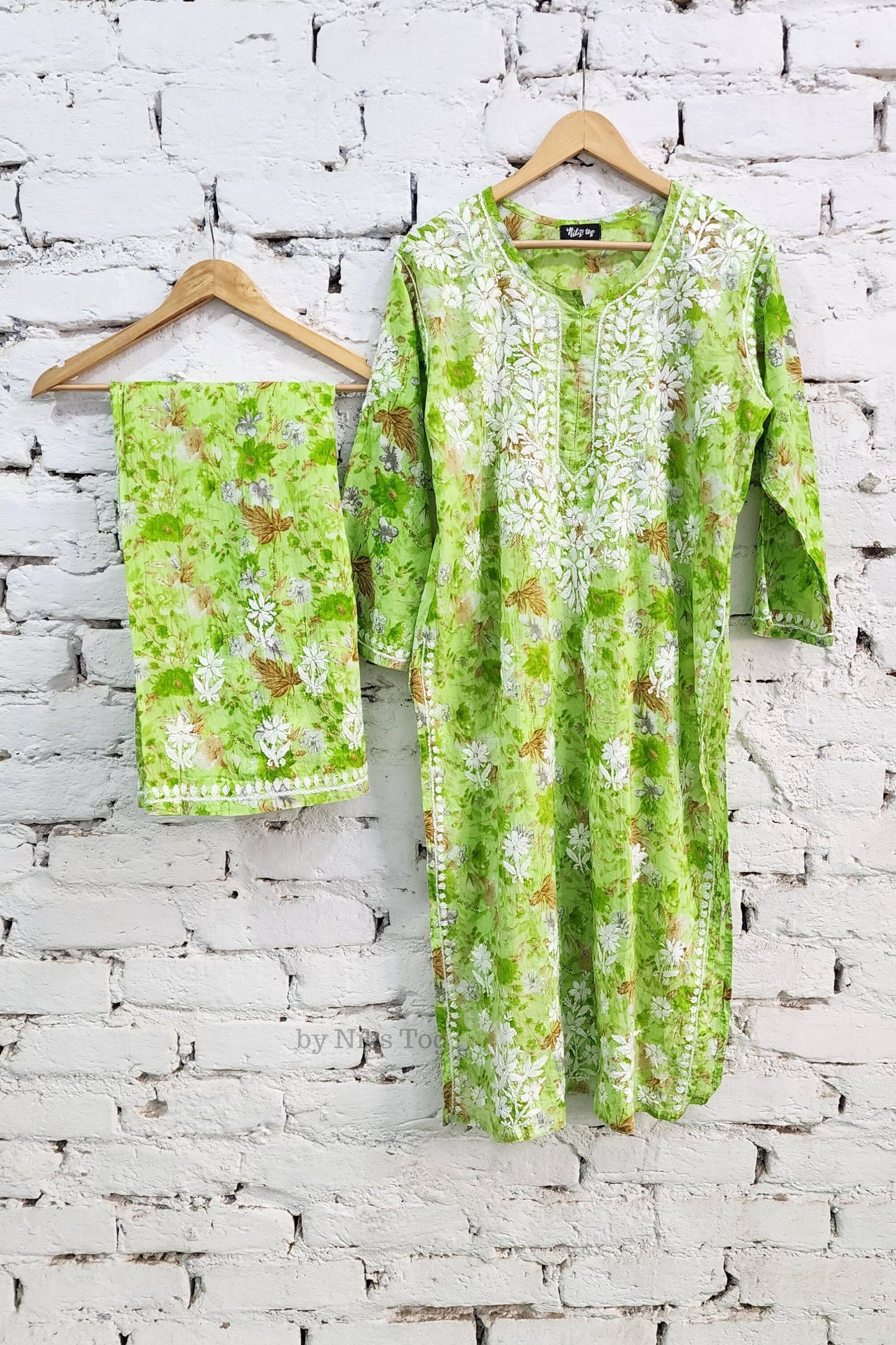 Meer Printed Cotton Chikankari Kurta Palazzo Set