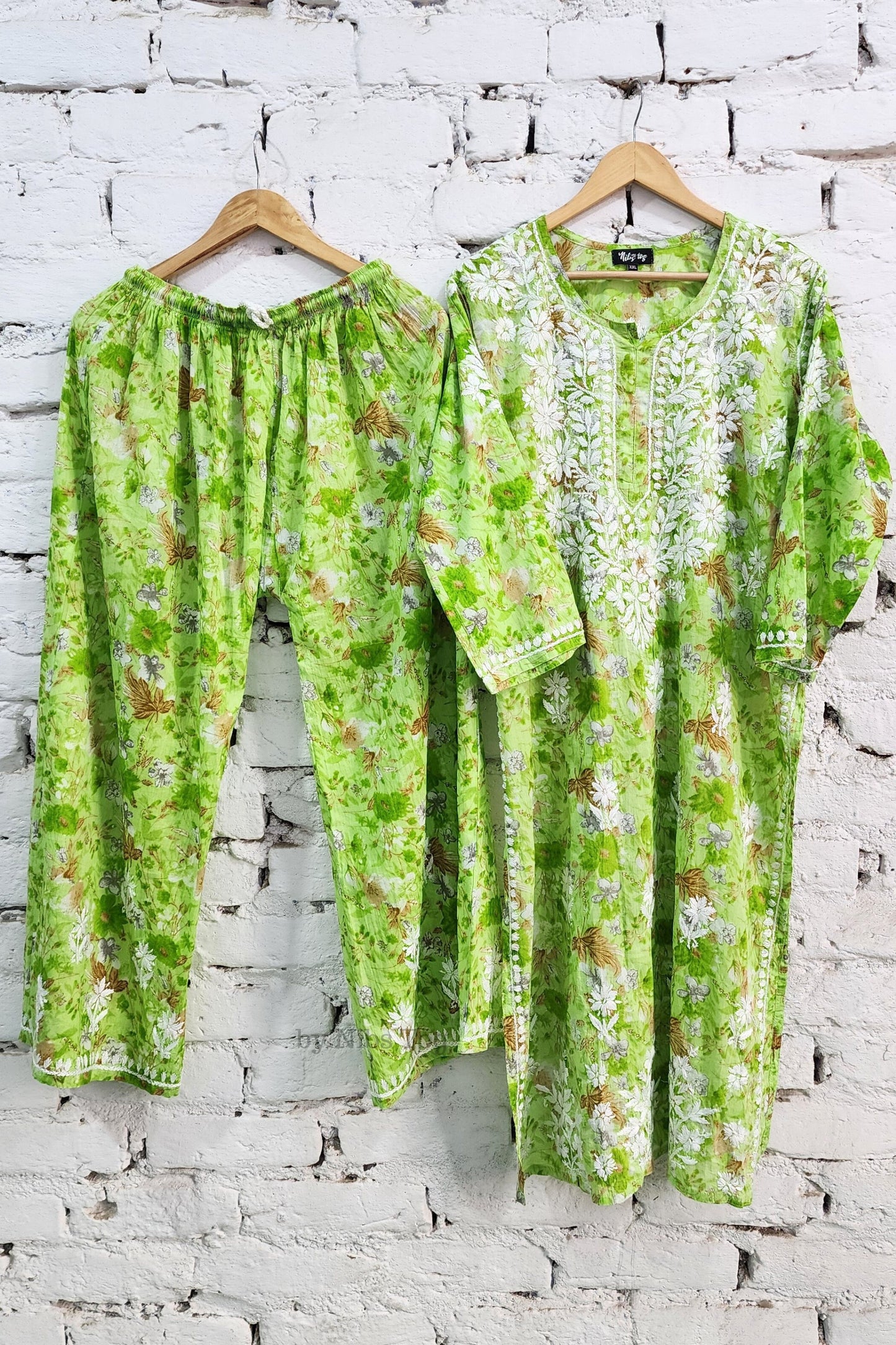 Meer Printed Cotton Chikankari Kurta Palazzo Set