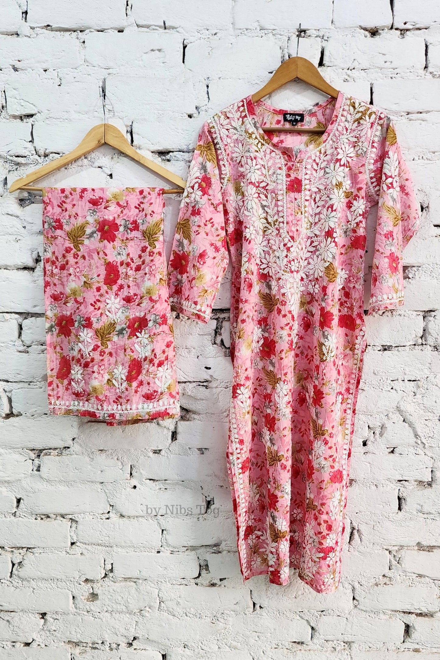 Meer Printed Cotton Chikankari Kurta Palazzo Set
