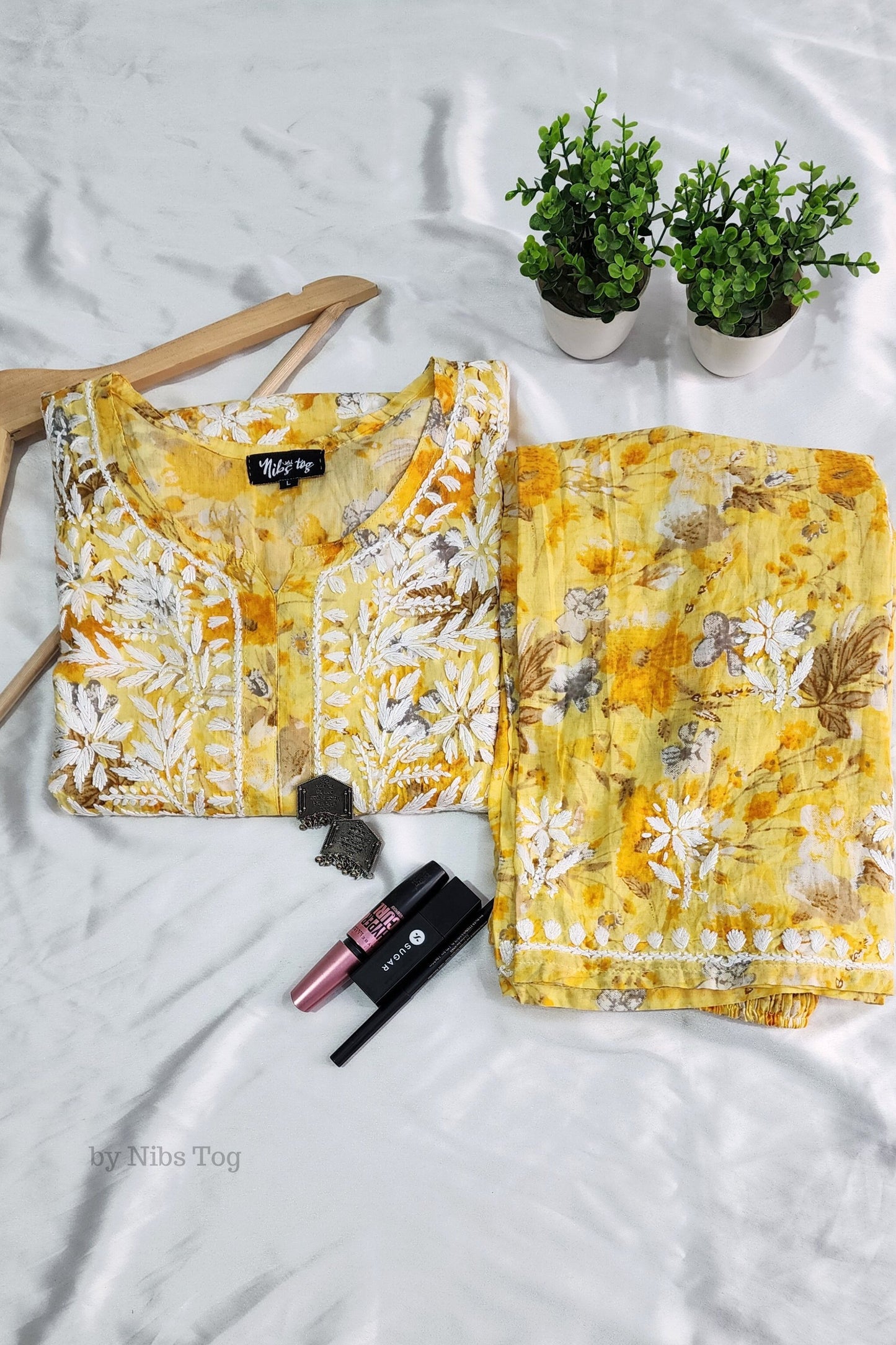 Meer Printed Cotton Chikankari Kurta Palazzo Set