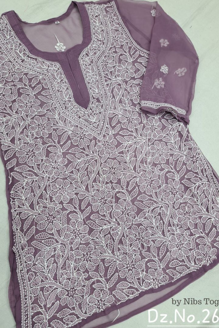 Fiza Georgette Chikankari Short Kurta