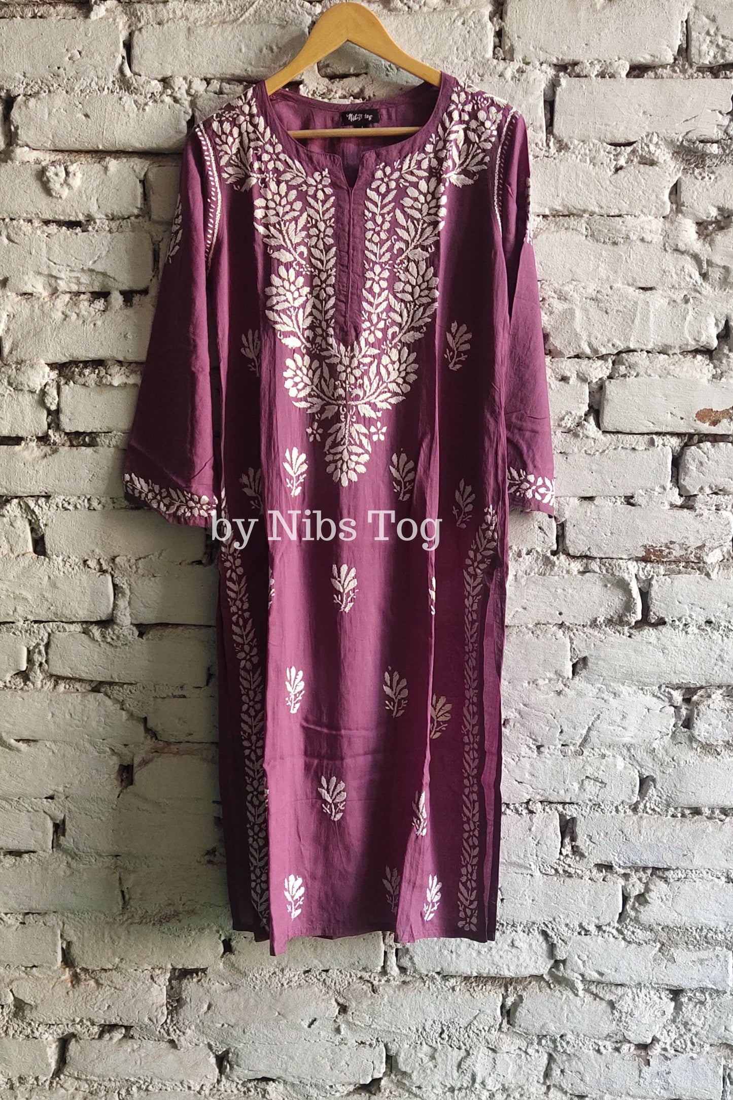 Modal Cotton Chikankari Kurta Mauve