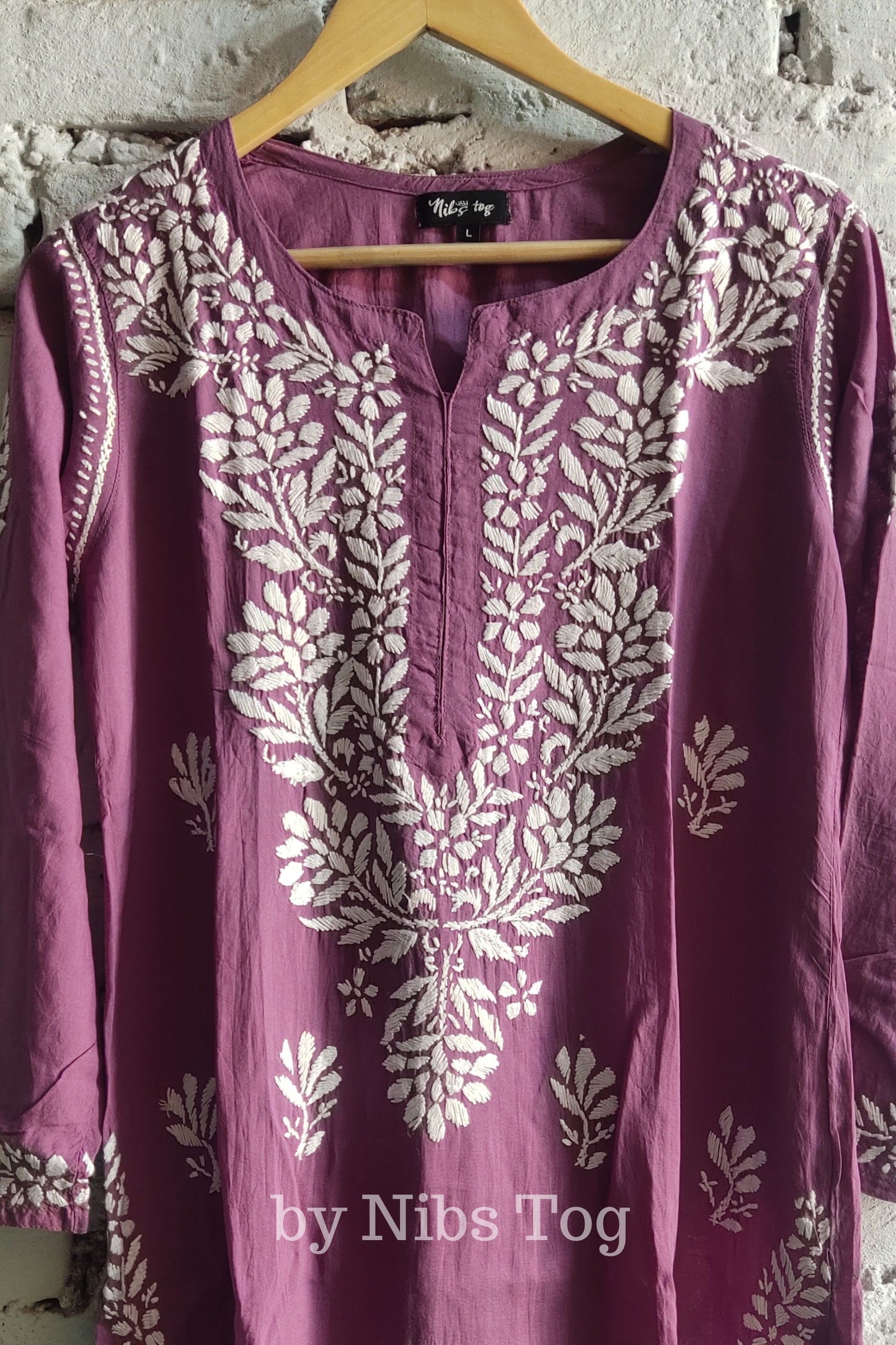 Modal Cotton Chikankari Kurta Mauve