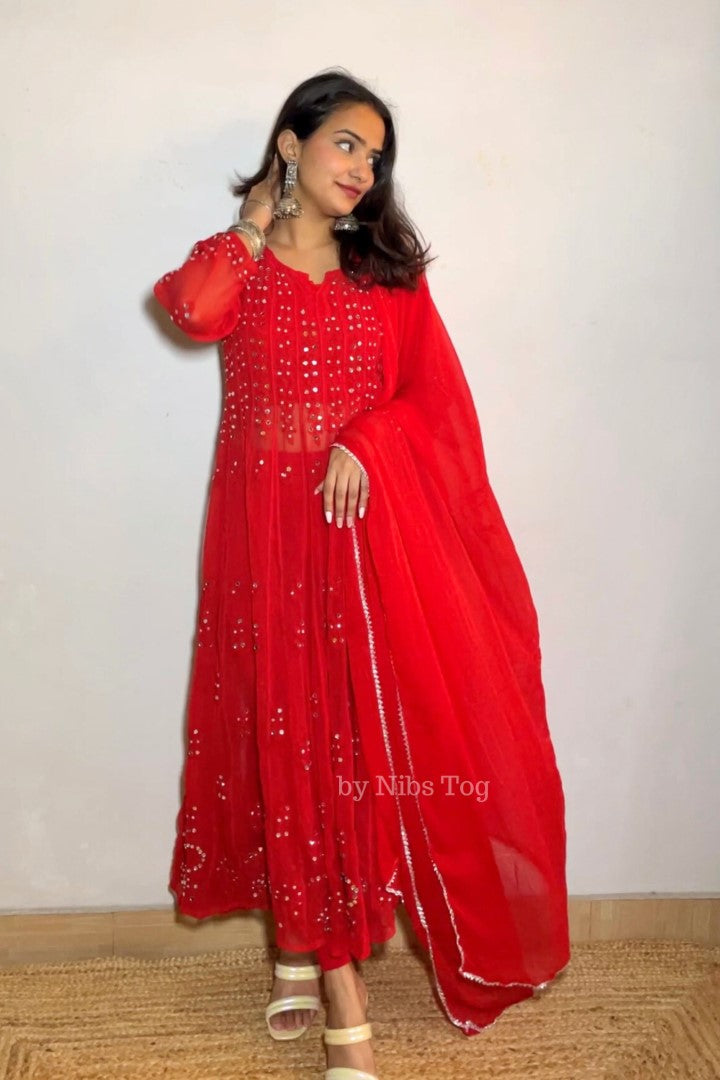 Chikankari anarkali clearance online