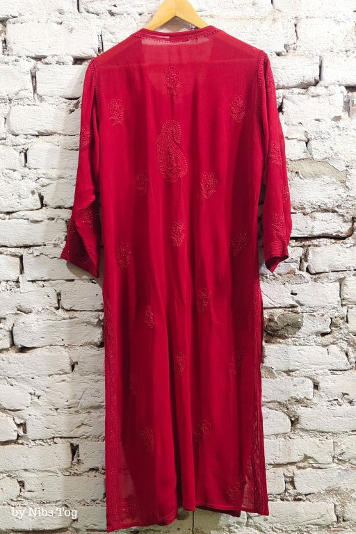 Inayat Red Chikankari Kurta Palazzo Set with Dupatta