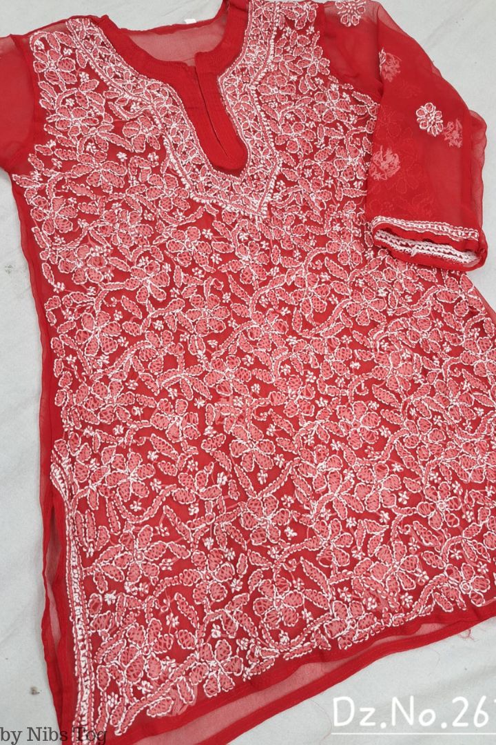 Fiza Georgette Chikankari Short Kurta
