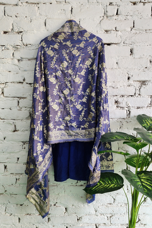 Silk Chikankari Kurta Set with Banarasi Dupatta