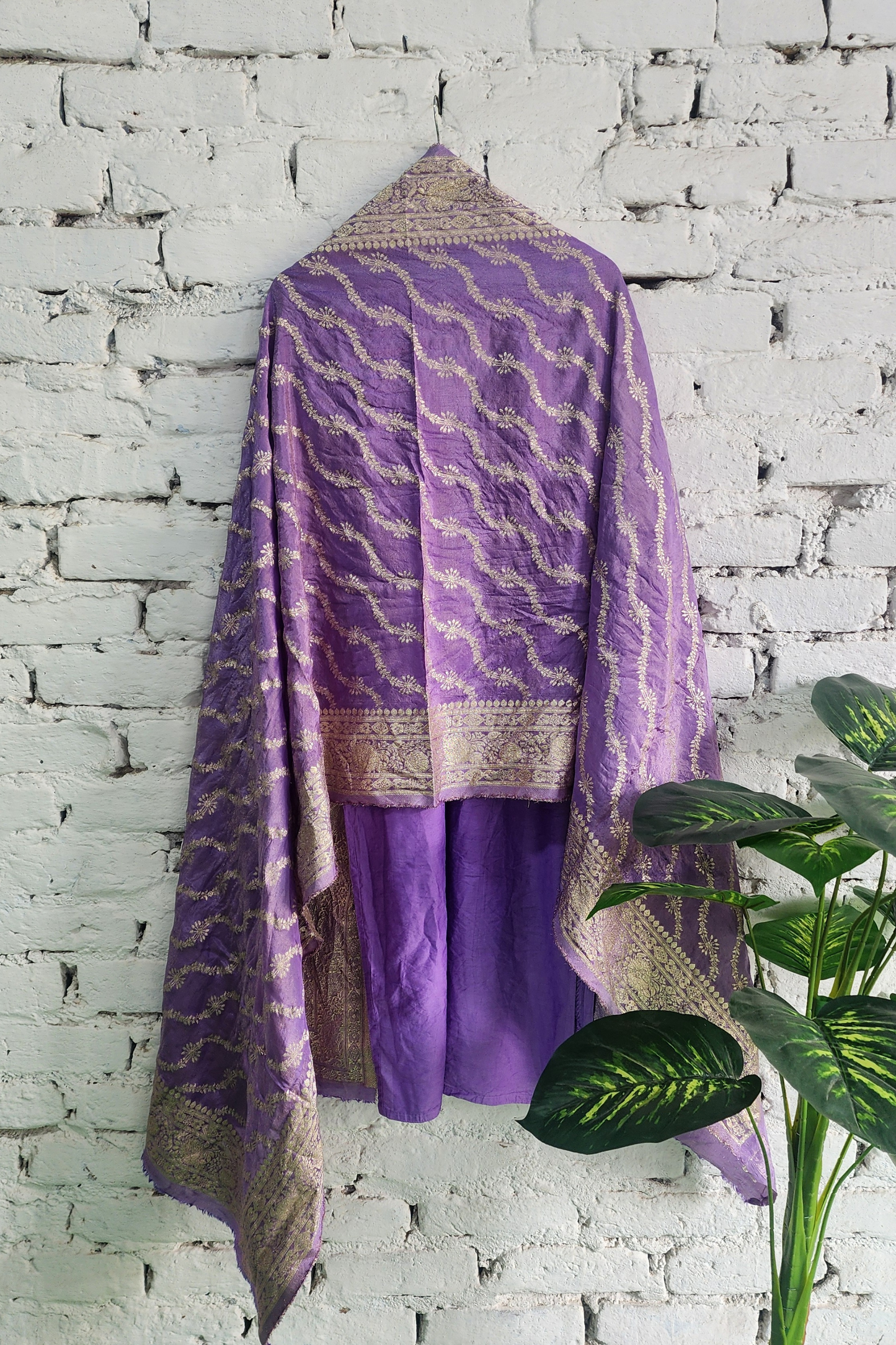 Silk Chikankari Kurta Set with Banarasi Dupatta