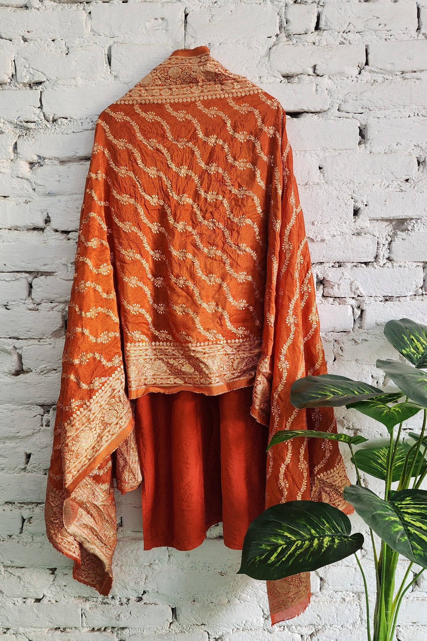 Silk Chikankari Kurta Set with Banarasi Dupatta
