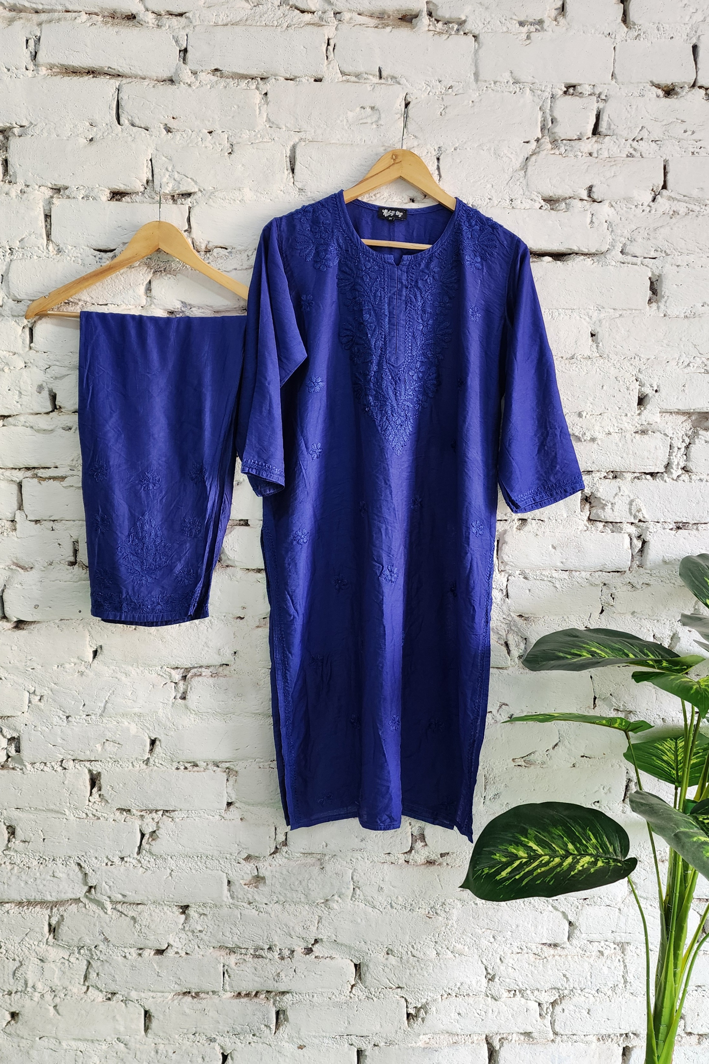 Silk Chikankari Kurta Set with Banarasi Dupatta