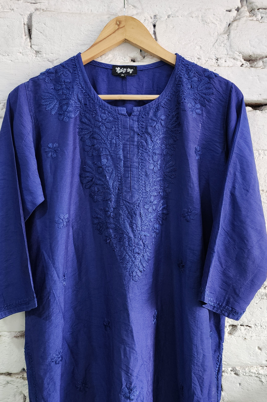 Chanderi Silk Chikankari Kurta