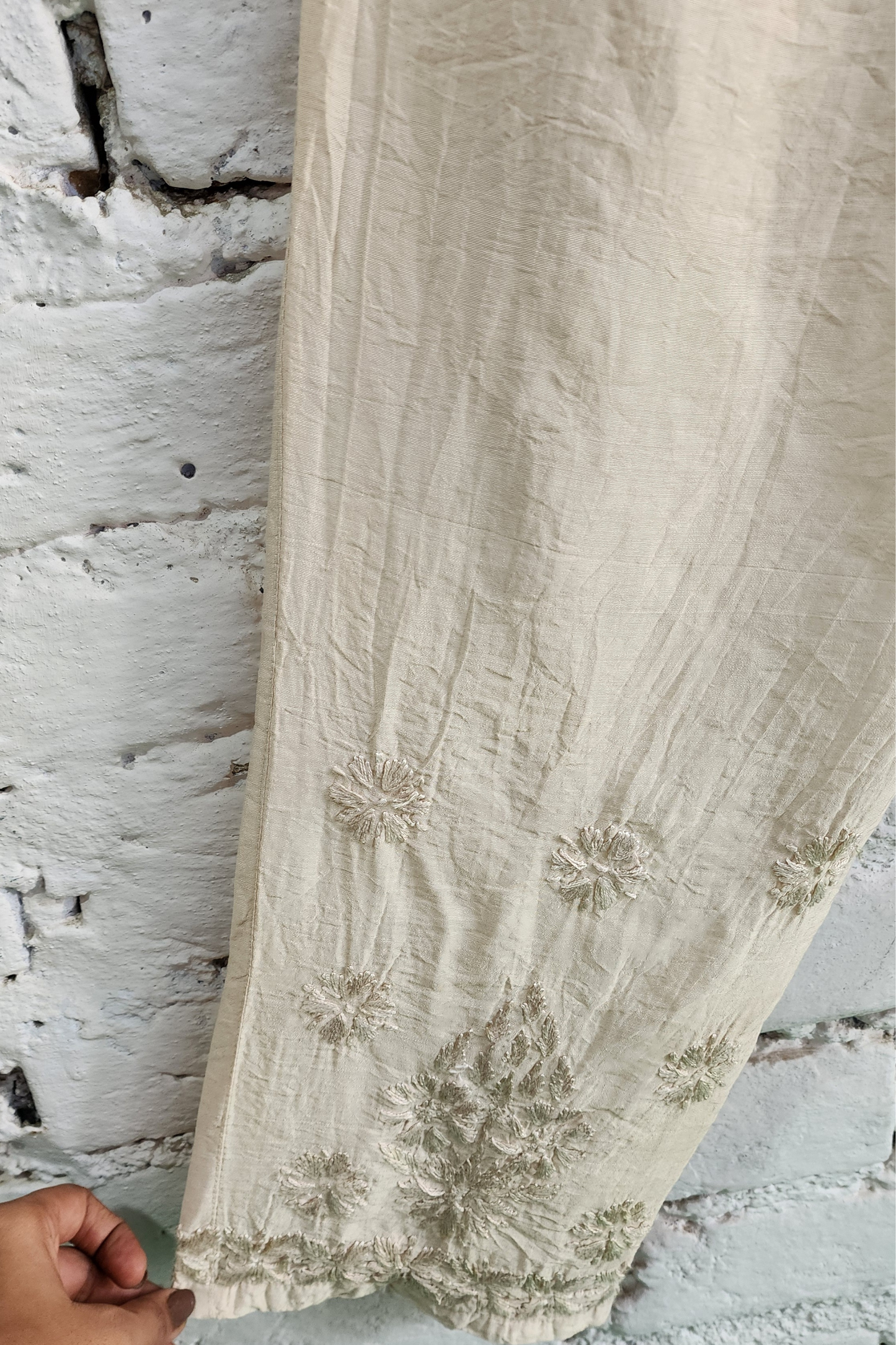 Ivory Silk Chikankari Kurta Set with Red Bandhej Dupatta